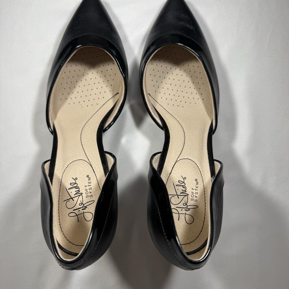LifeStride Saldana Black Pointed Toe Block Heel Pumps Comfort Shoes 10M Career